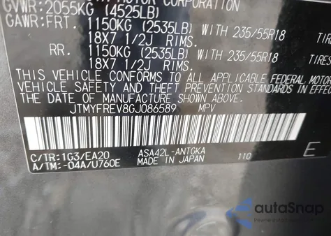 2016 Toyota Rav4 Limited from USA, damaged, VIN JTMYFREV8GJ086589